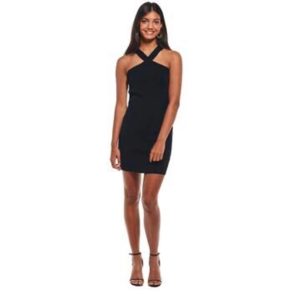 No Comment - Polymide Rib Halter Sheath Neck Dress